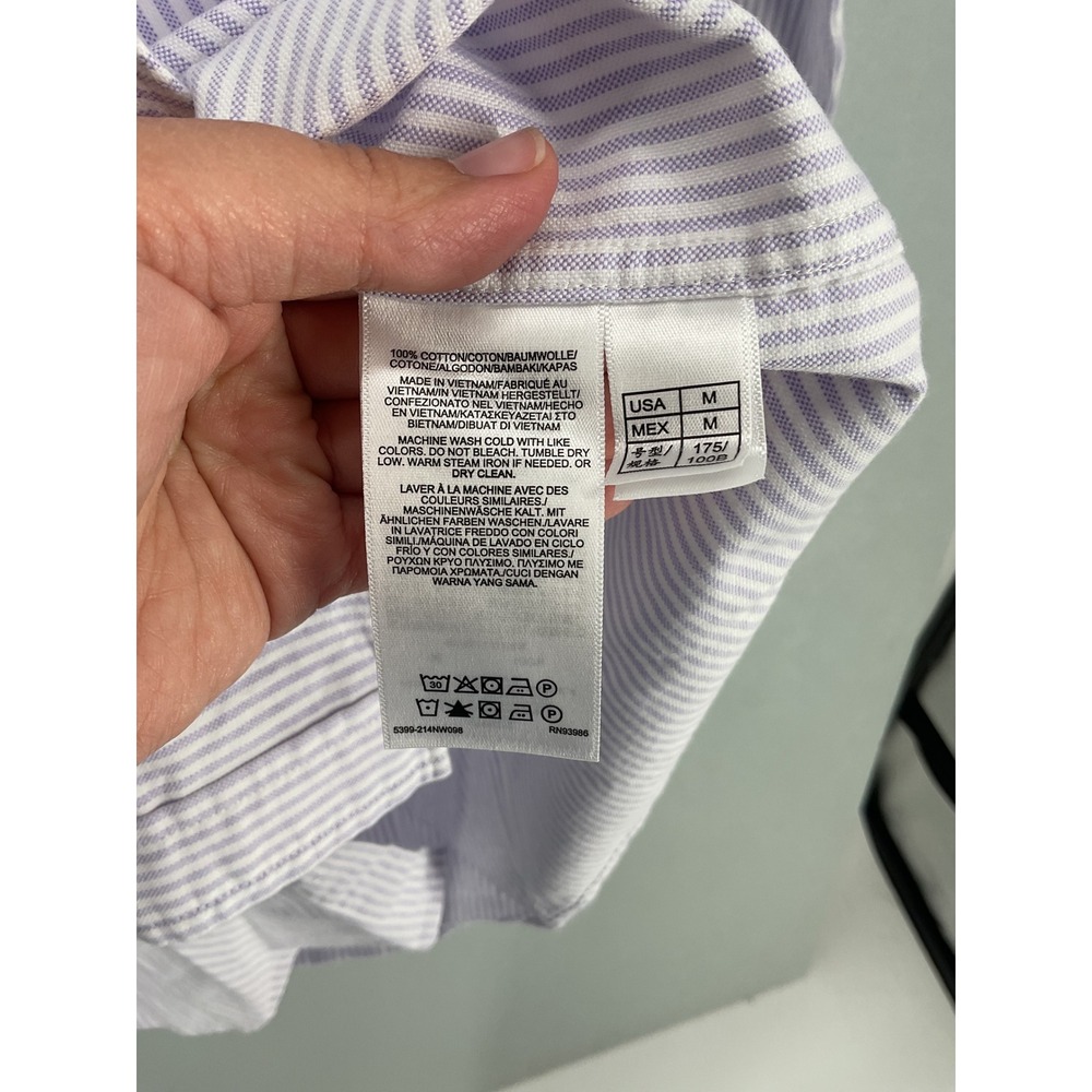 Brooks Brothers Mens The Friday Oxford Shirt Striped Button Down Purple Medium - Picture 7 of 9